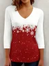 Christmas Casual Loose V Neck Knit Top