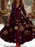 Women Christmas Spring/Fall Dress V Neck Long Sleeve A-Line Dress