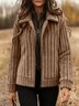 Women Winter Outerwear Urban Plain Long Sleeve Stand Collar Jacket
