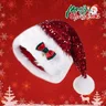 Christmas Red Sequined Bow Thickened Extra Large Pom-Pom Santa Claus Plush Hat