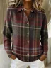 Women Plaid Long Sleeve Comfy Vintage Printing Cardigan