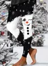 Women Christmas Snowman Casual All Season Printing Long Leggings