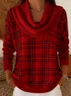 Women Plaid Long Sleeve Comfy Casual Printing Sweater