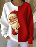 Casual Crew Neck Santa Claus Sweatshirt