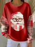 Casual Crew Neck Santa Claus Sweatshirt Printing