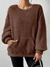 Casual Crew Neck Plain Sweatshirt