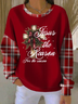 Casual Crew Neck Christmas Sweatshirt Printing