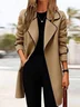 Women Winter Outerwear Urban Color Block Long Sleeve Lapel Collar Jacket