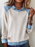 Vintage Shawl Collar Plain Sweatshirt