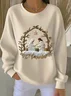 Casual Crew Neck Christmas Sweatshirt
