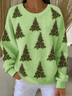 Casual Crew Neck Christmas Sweatshirt Printing