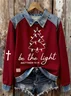 Casual Shawl Collar Christmas Sweatshirt