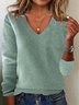 Women Wool-Blend Plain Long Sleeve Comfy Vintage Sweater