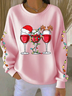 Casual Crew Neck Christmas Sweatshirt Printing