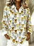 Shirt Collar Long Sleeve Heart/Cordate Regular Loose Shirt For Women