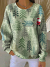 Casual Crew Neck Santa Claus Sweatshirt Printing