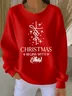 Casual Crew Neck Christmas Sweatshirt Printing
