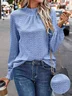 Elegant Plain Stand Collar Long Sleeve T-shirt