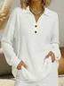Casual Plain Stand Collar Long Sleeve T-shirt