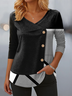 Casual Abstract V Neck Long Sleeve T-shirt