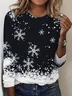 Casual Christmas Crew Neck Long Sleeve T-shirt