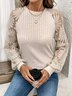 Elegant Lace Crew Neck Long Sleeve T-shirt