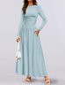 Women Plain Spring/Fall Dress Crew Neck Long Sleeve A-Line Dress