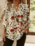 Casual Floral V Neck Three Quarter Sleeve T-shirt