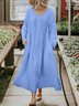 Women Plain Regular Sleeve Spring/Fall Dress Crew Neck Long Sleeve A-Line Dress