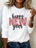 Casual Text Letters Crew Neck Long Sleeve T-shirt