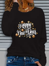 Casual Text Letters Crew Neck Long Sleeve T-shirt