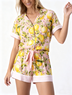 Lapel Collar Casual Lemon Loose Fit Pajama Set