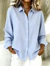 Shirt Collar Long Sleeve Striped Regular Loose Shirt For Women