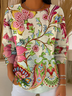 Women Floral Long Sleeve Comfy Casual Printing Sweater