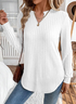 Casual Jersey Loose Fit V Neck Plain Knit Top