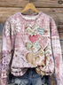 Casual Crew Neck Heart/Cordate Sweatshirt Printing