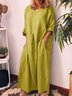 Women Plain Spring/Fall Dress Crew Neck Long Sleeve H-Line Dress