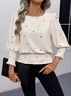 Crew Neck Three Quarter Sleeve Leopard Regular Loose Blouse For Women