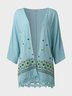Vintage Lace Long Sleeve Geometric Floral Embroidered Plus Size Statement Casual Outwear