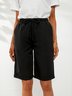Pocket Detail Drawstring Waist Solid Shorts